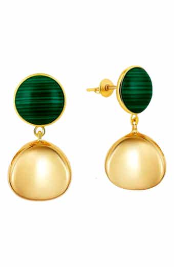 GABI RIELLE Modern Malachite Drop Earrings