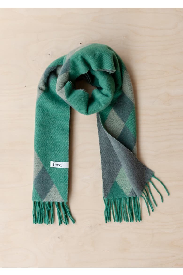 Lambswool Jacquard Oversized Scarf, Alternate, color, Green Diamond