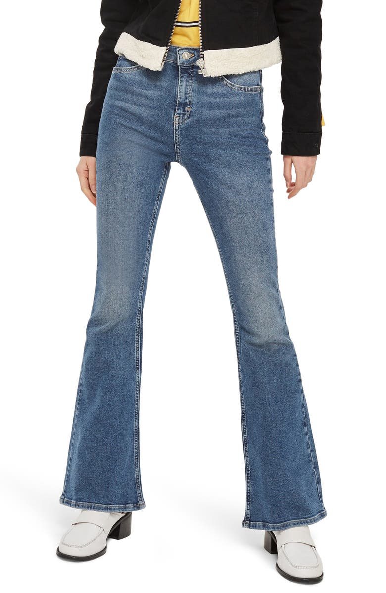 Topshop Jamie High Waist Flare Leg Jeans, Main, color,