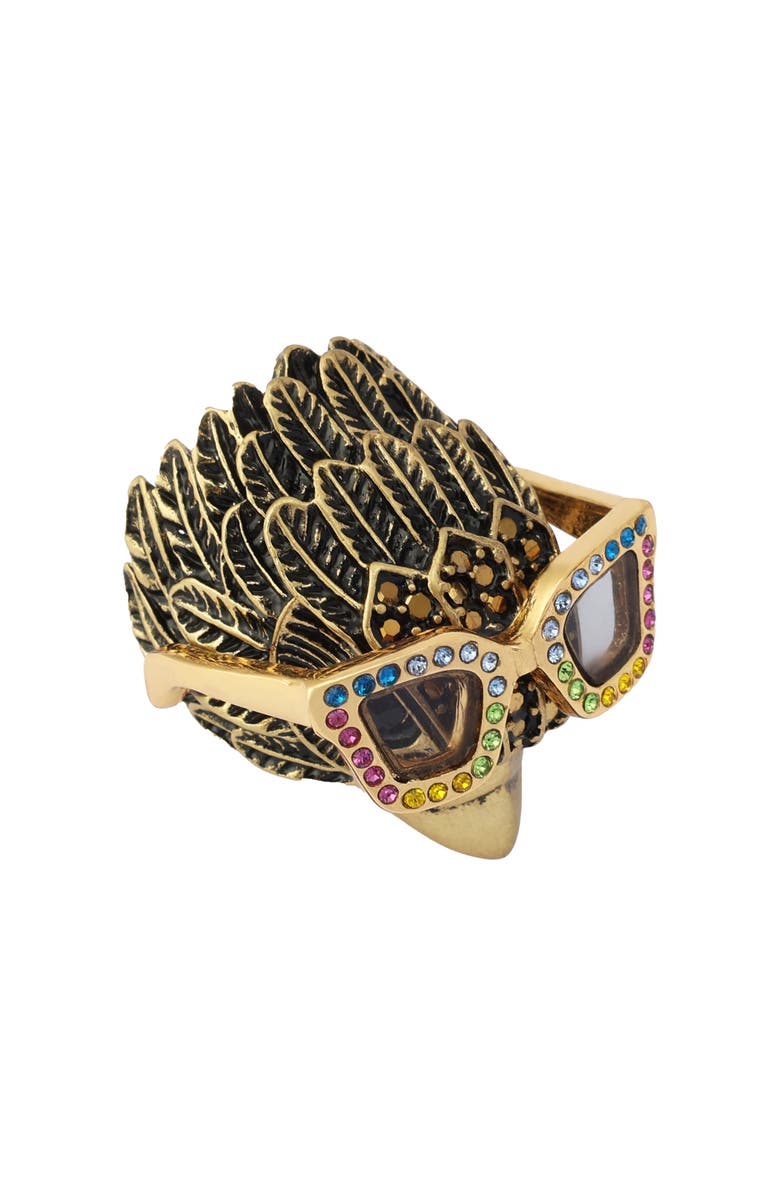 Kurt Geiger London Sunglass Eagle Cocktail Ring, Alternate, color, Brass