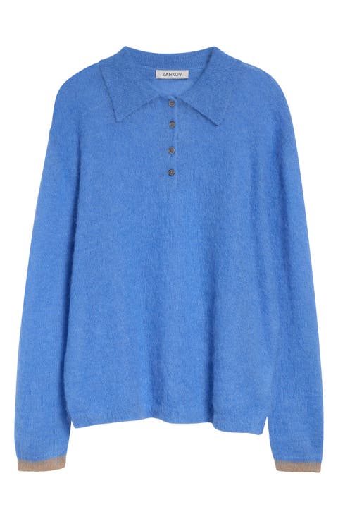 Ryan Alpaca & Mohair Blend Polo Sweater