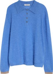 ZANKOV Ryan Alpaca & Mohair Blend Polo Sweater