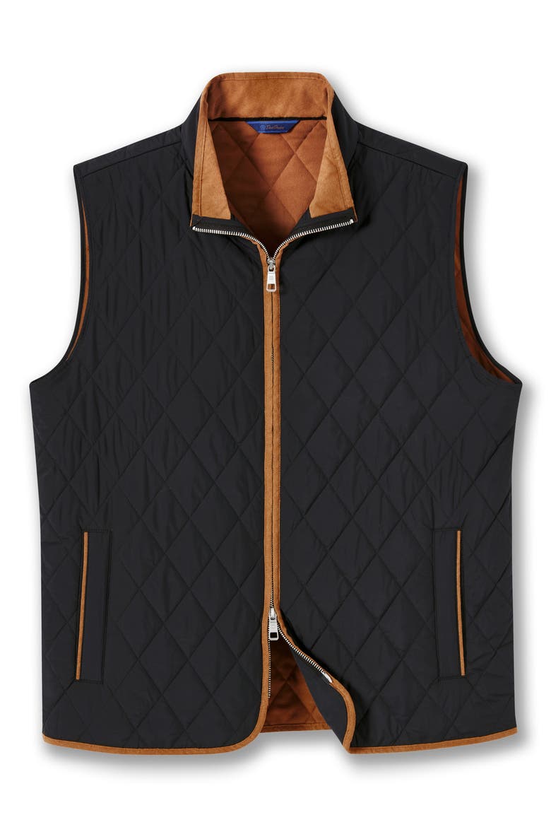 Diamond Quilted Vest, Main, color, BLACK