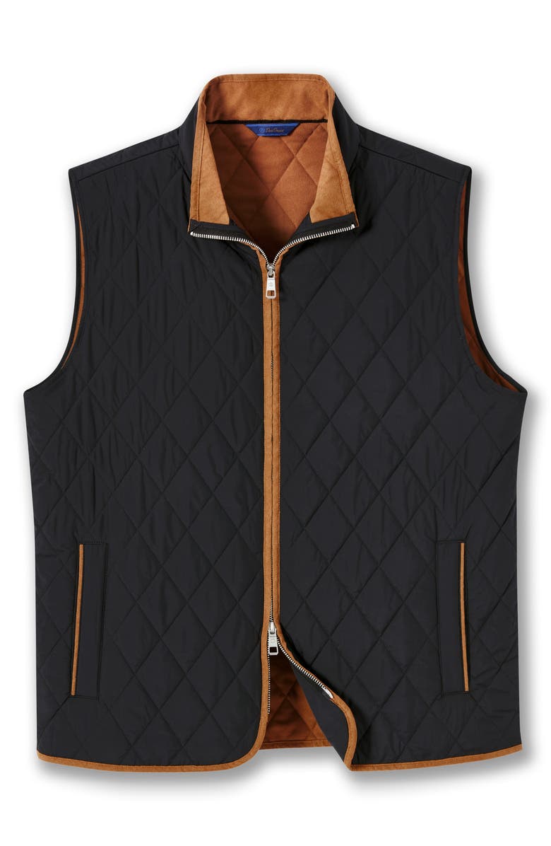David Donahue Diamond Quilted Vest, Main, color, Black