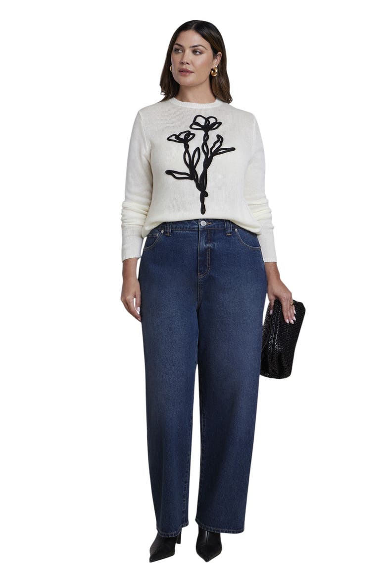 Fitted Illustrative Sweater (plus), Alternate, color, JET STREAM