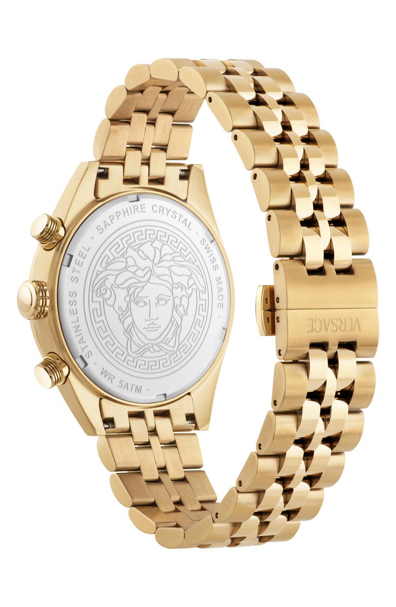 Versace Athletic Chronograph Bracelet Watch, 44mm, Alternate, color, White/ Gold