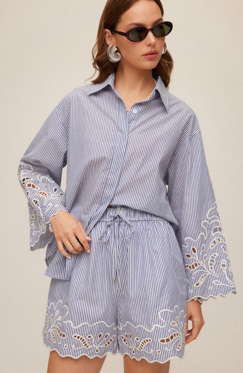 FIFTEEN TWENTY Darcy Stripe Shorts, Alternate, color, Navy W/ Off White