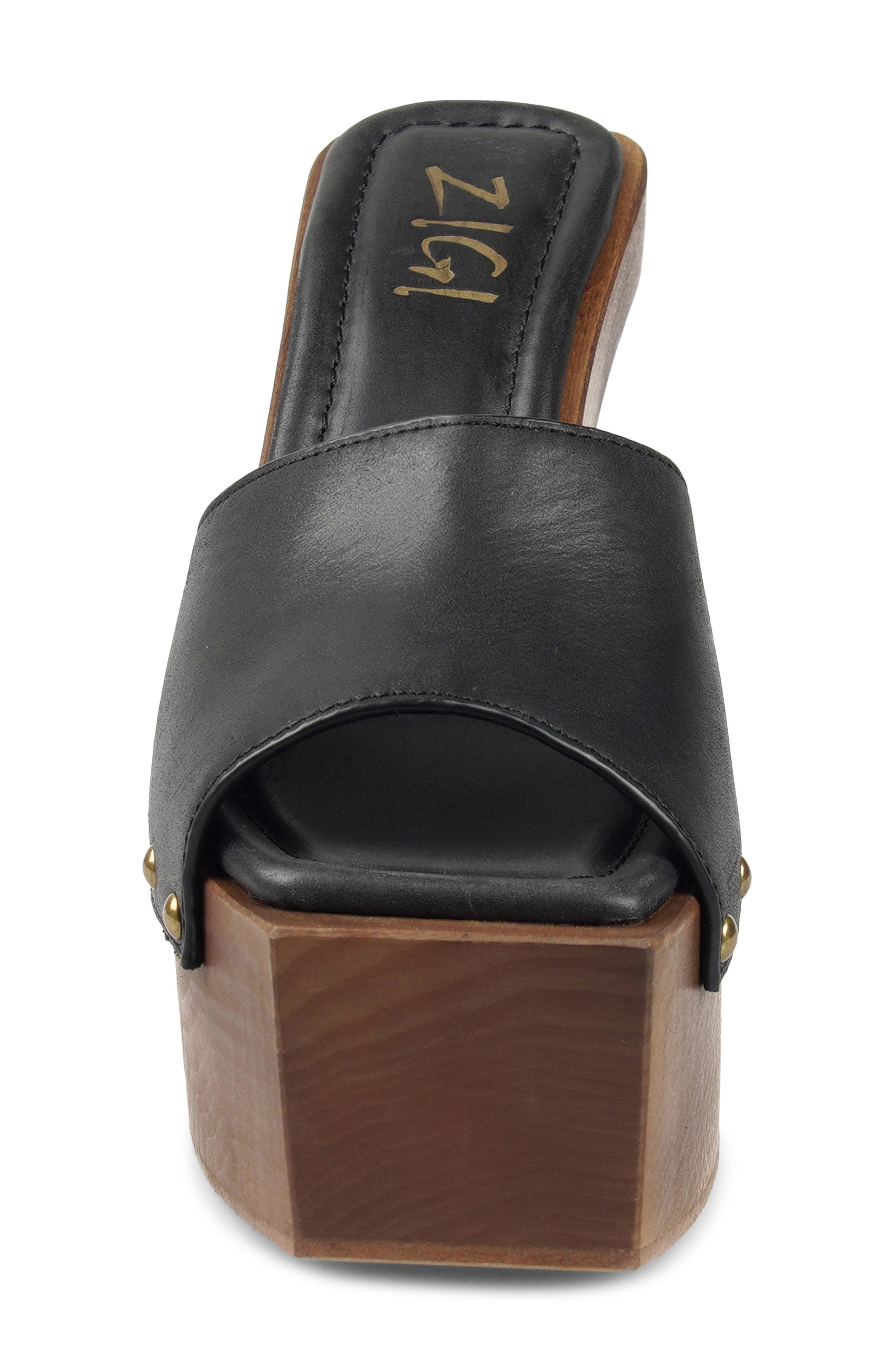 ZIGI Cassidey Leather Platform Slide Sandal, Alternate, color, Black Leather
