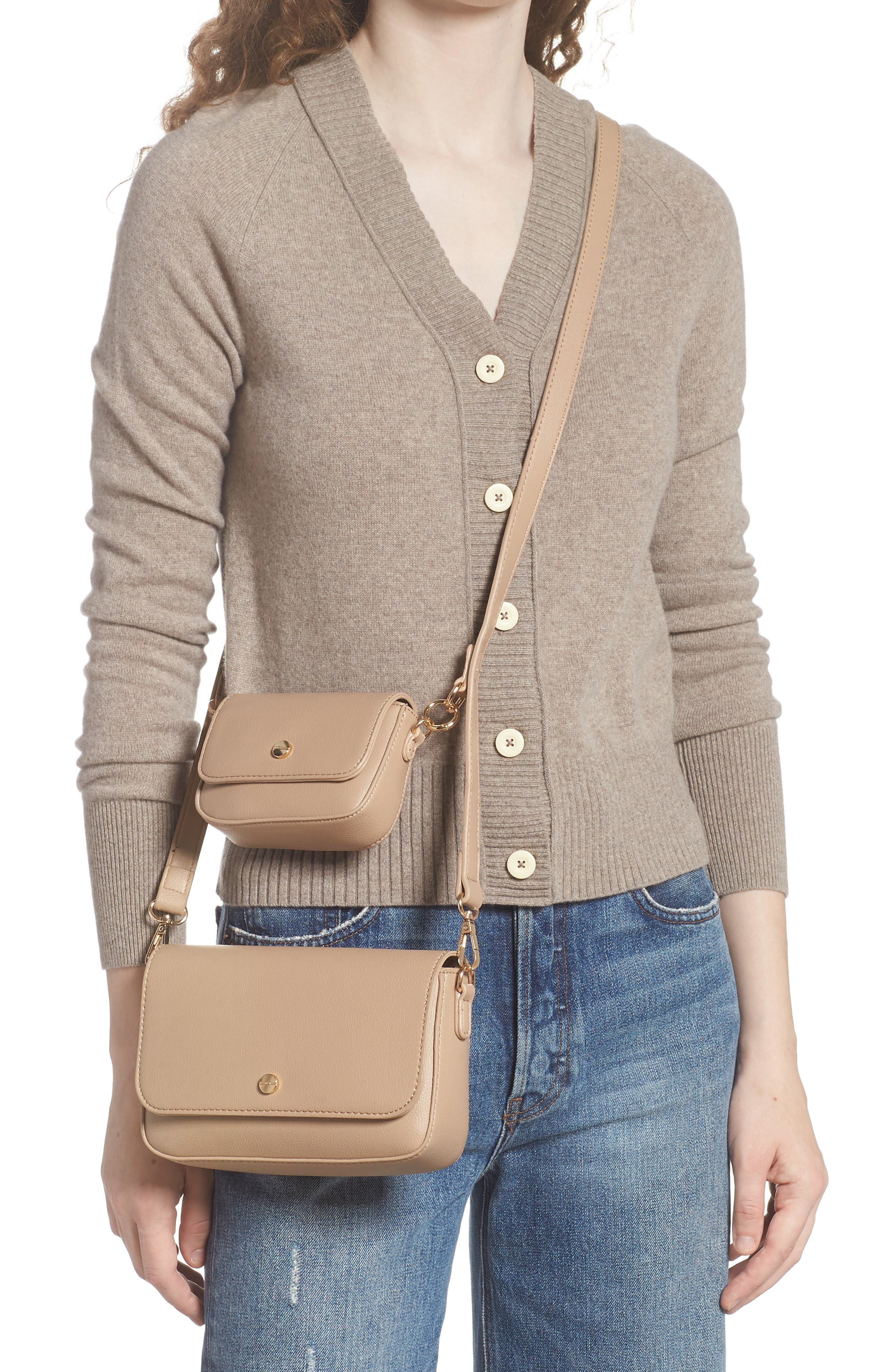 Mali + Lili 2-Piece Vegan Leather Crossbody Bag, Alternate, color, Tan