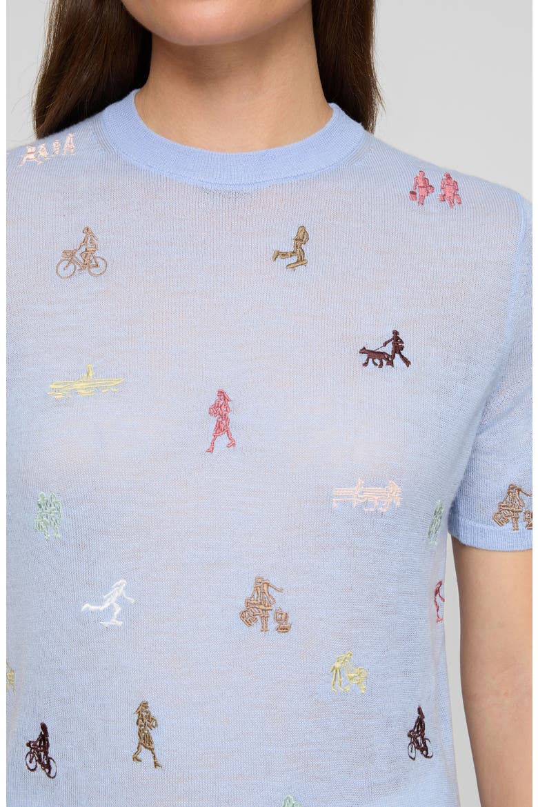 New York Embroidered Cashmere Sweater, Alternate, color, SKYLINE BLUE MULTI