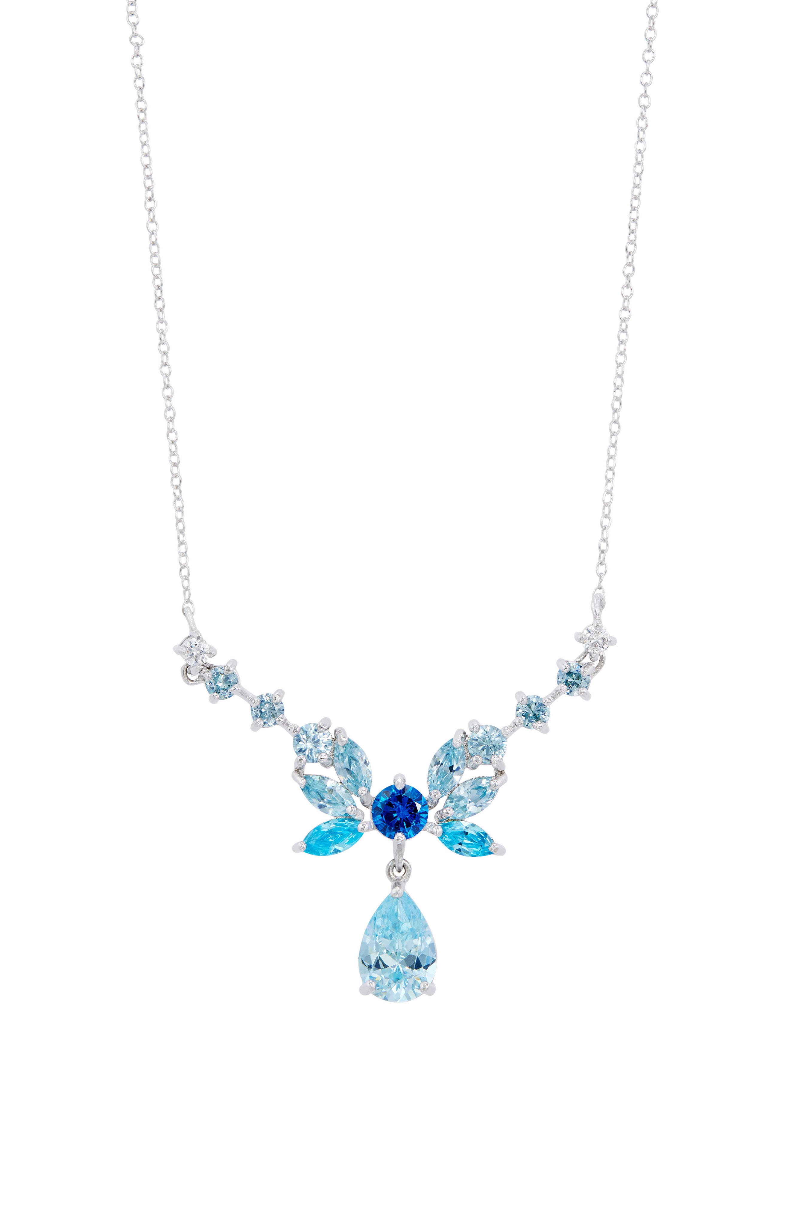 Lab Grown Sapphire Bow Pendant Necklace