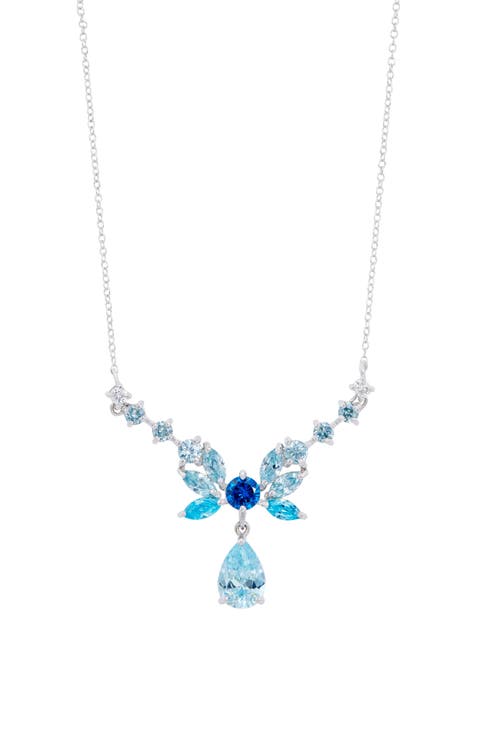 Lab Grown Sapphire Bow Pendant Necklace