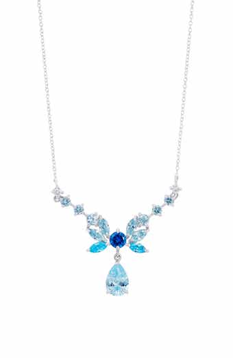 Lab Grown Sapphire Bow Pendant Necklace