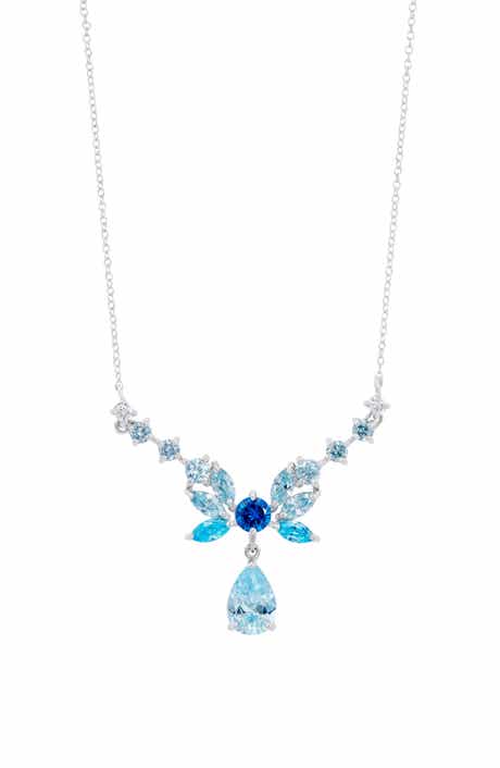 Lab Grown Sapphire Bow Pendant Necklace