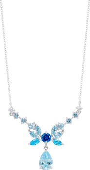 SAVVY CIE JEWELS Lab Grown Sapphire Bow Pendant Necklace