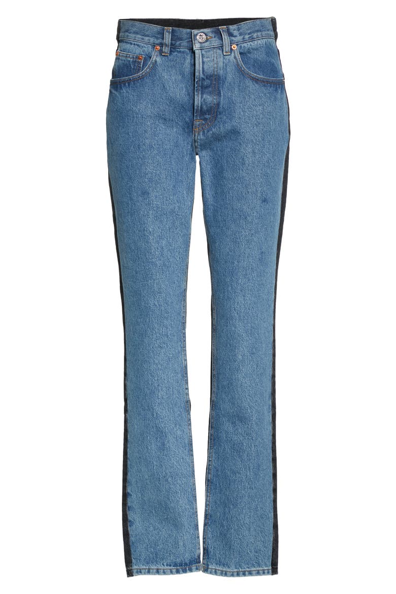50-50 High Waist Slim Jeans, Alternate, color, LIGHT BLUE/ BLACK