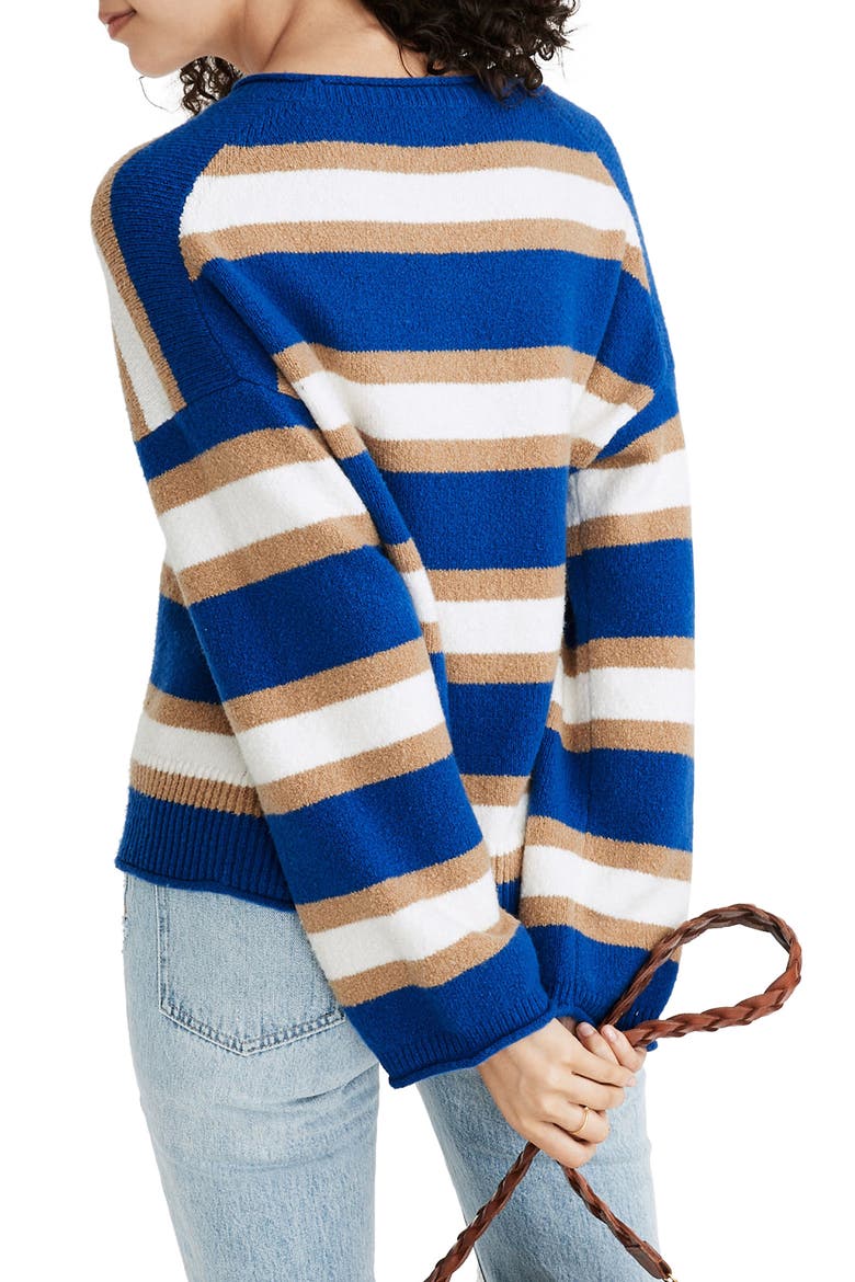 Belmore Striped Pullover Crop Sweater, Alternate, color, SARATOGA BLUE