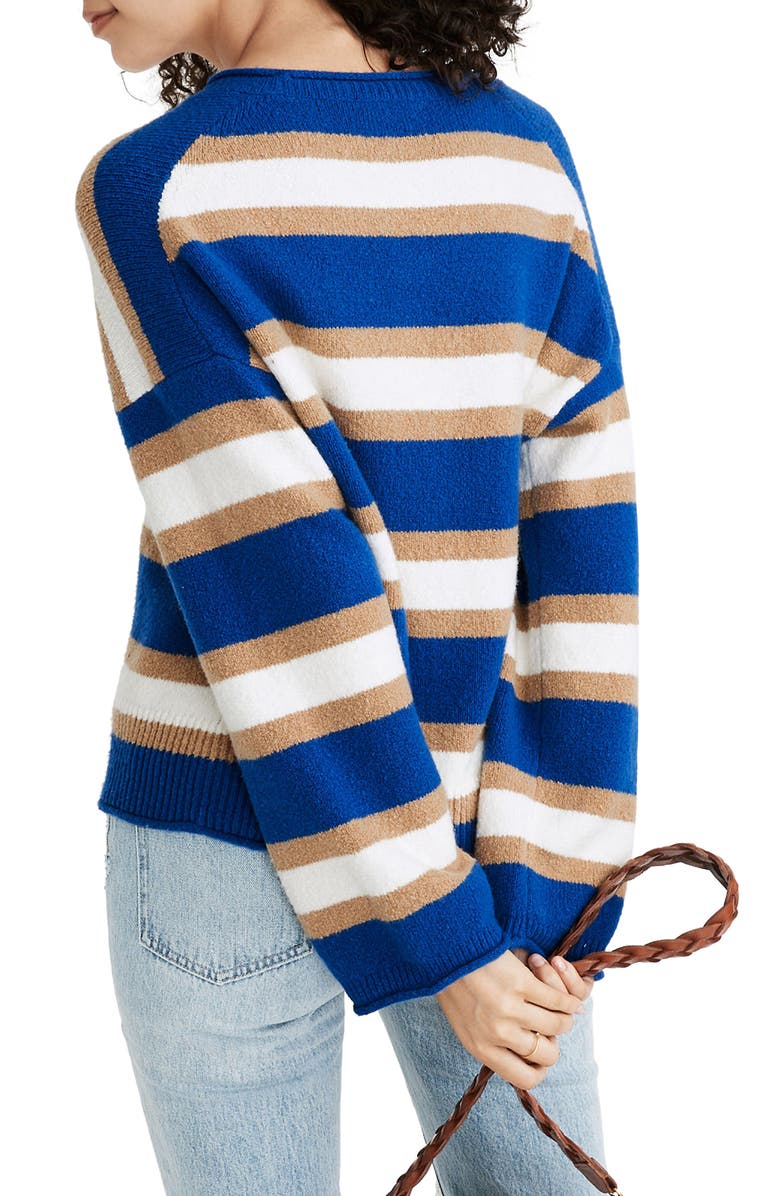 Madewell Belmore Striped Pullover Crop Sweater, Alternate, color,