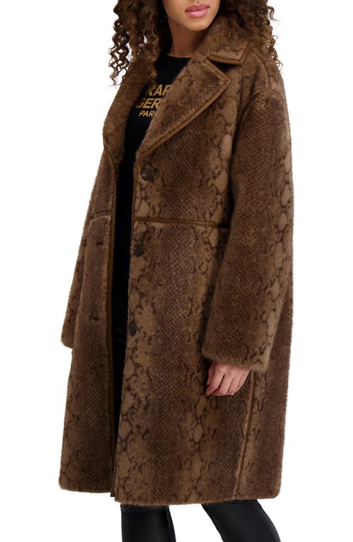 Karl Lagerfeld Paris Faux Fur Jacket In Brown