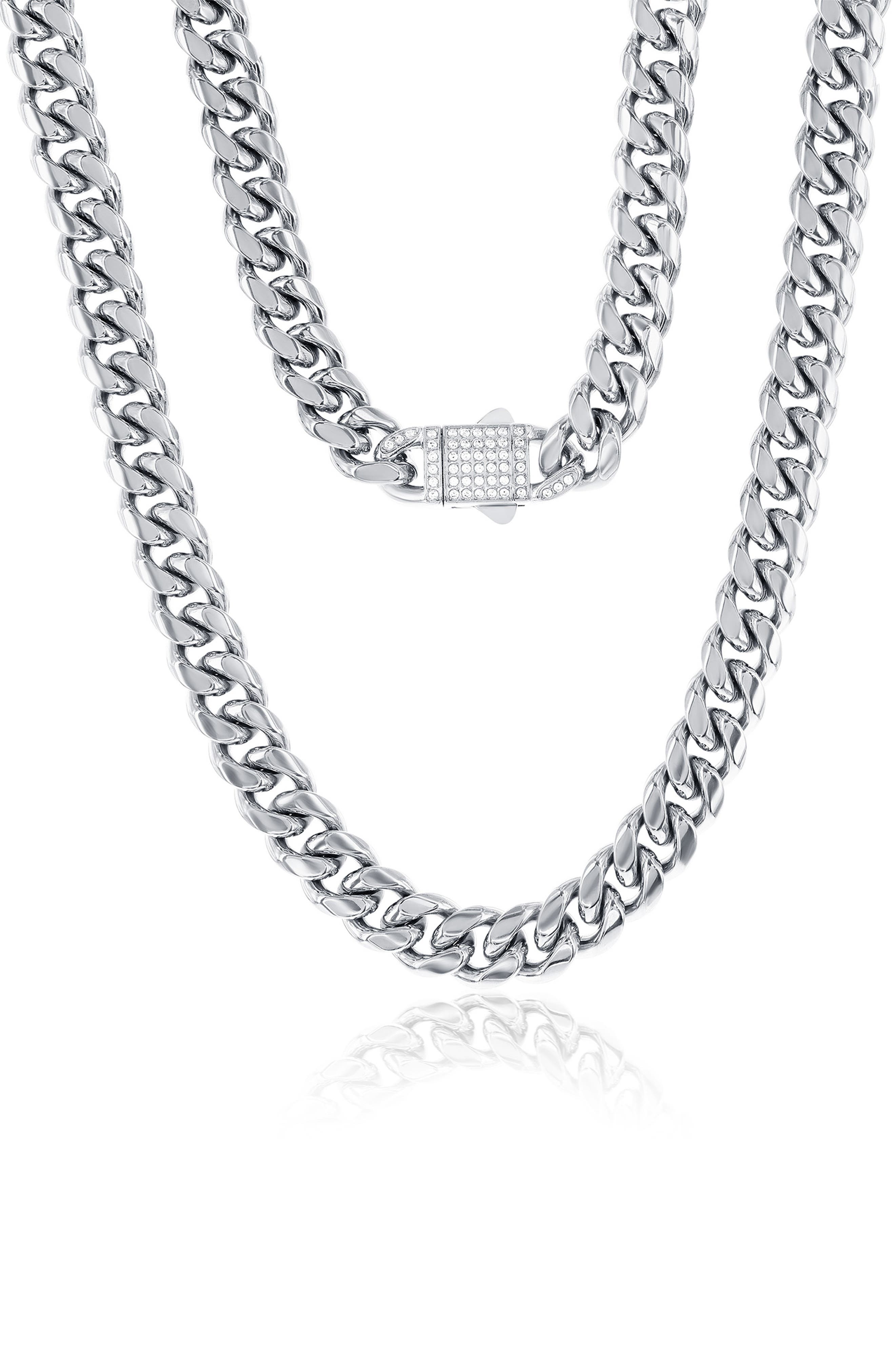 Blackjack Miami Cuban Link Chain Necklace In Silver