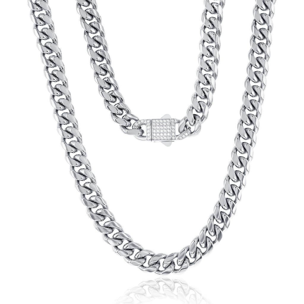Blackjack Miami Cuban Link Chain Necklace In Silver