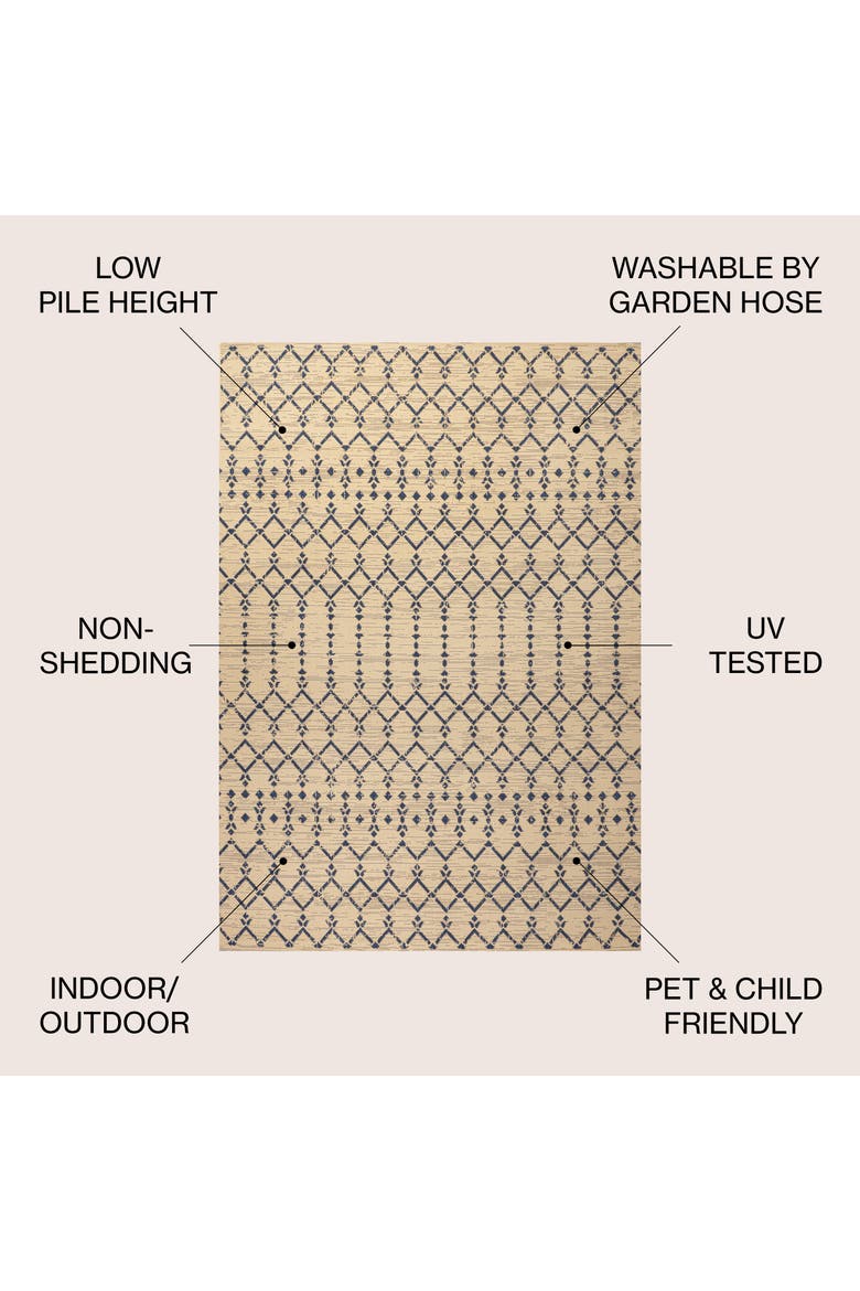 Ourika Moroccan Geometric Textured Weave Indoor/Outdoor Area Rug, Alternate, color, Beige/Navy