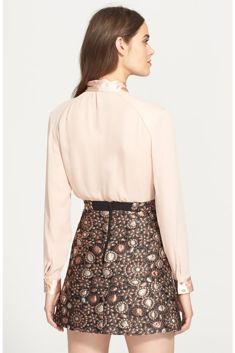 'Irma' Tie Neck Silk Blouse, Alternate, color, DUSTY PINK