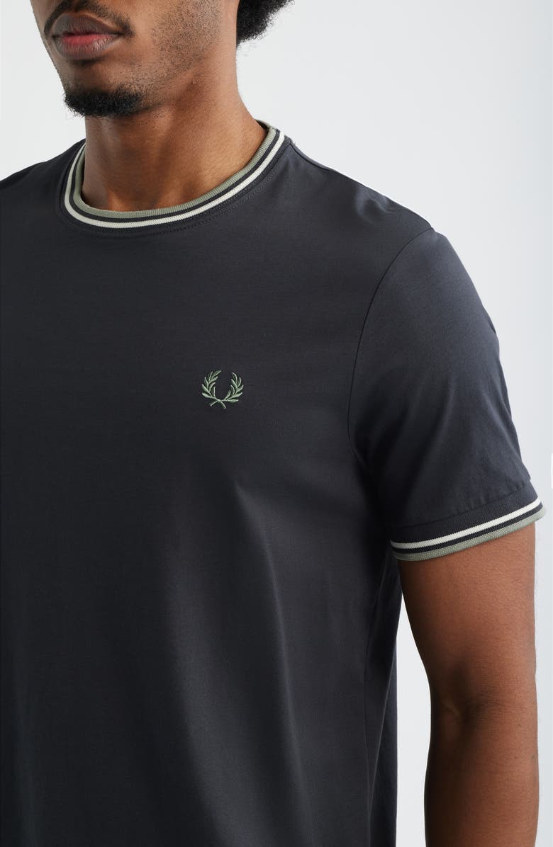 Fred Perry Contrast Trim T-Shirt, Alternate, color, Anthracite Grey/Ecru/Sea Grass
