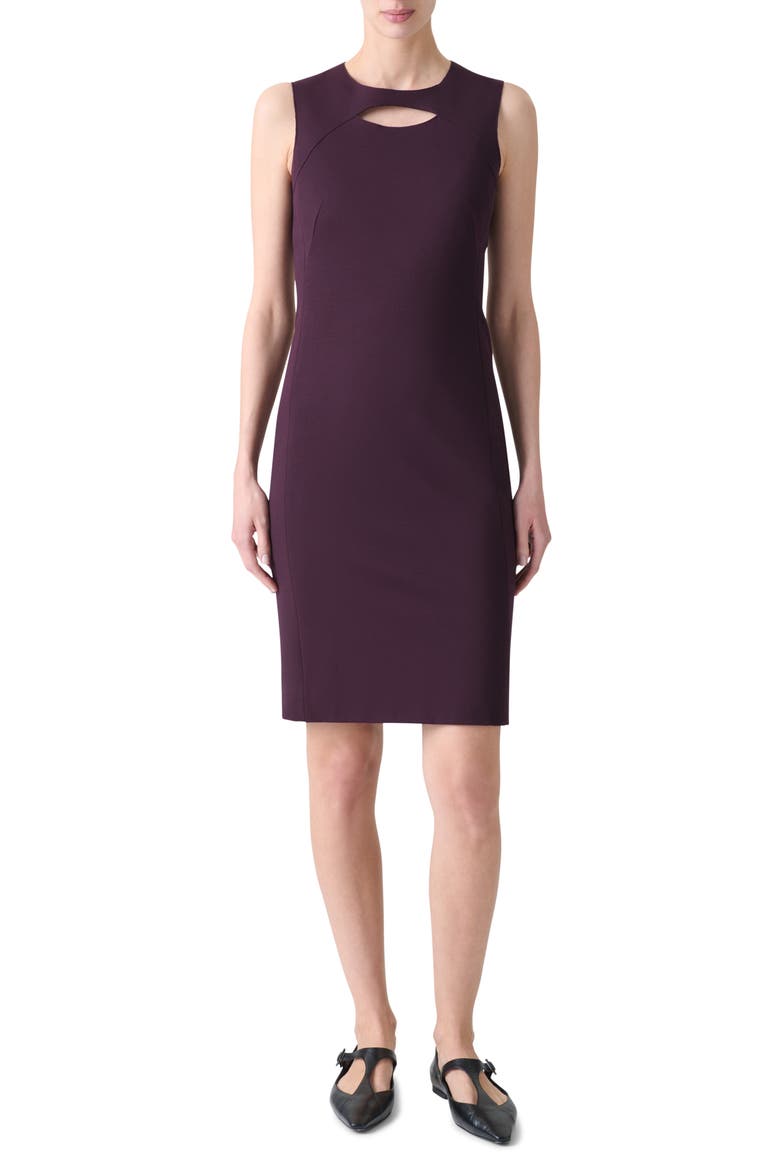 Keyhole Cutout Sleeveless Jersey Sheath Dress, Main, color, BLACKBERRY
