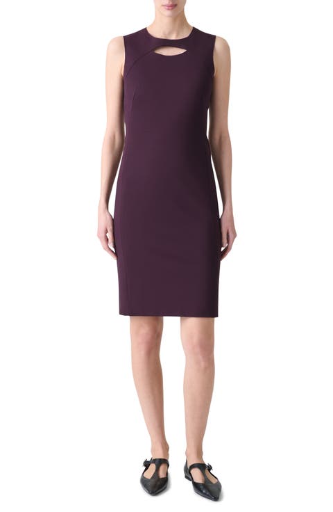 Keyhole Cutout Sleeveless Jersey Sheath Dress