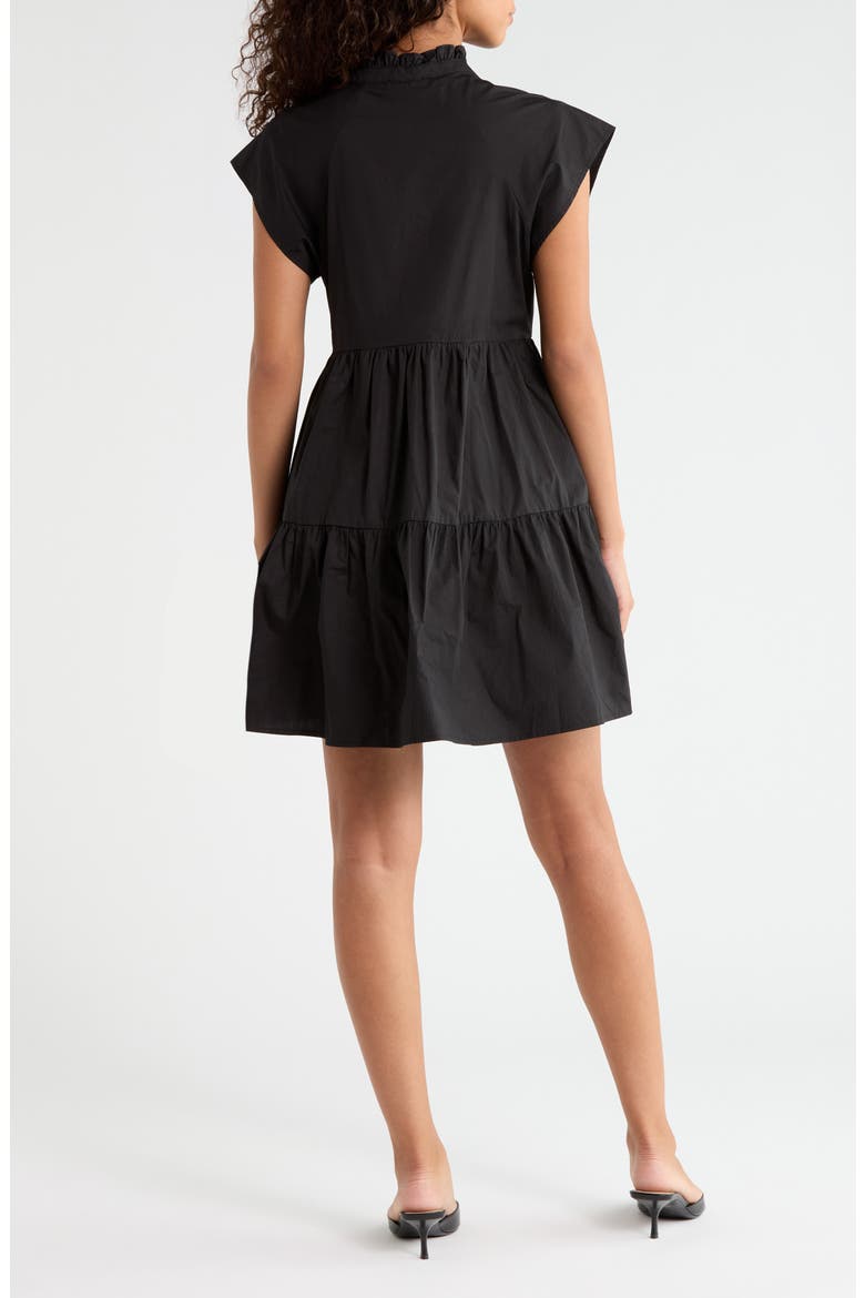 Janelly Tiered Cotton Poplin Minidress, Alternate, color, BLACK