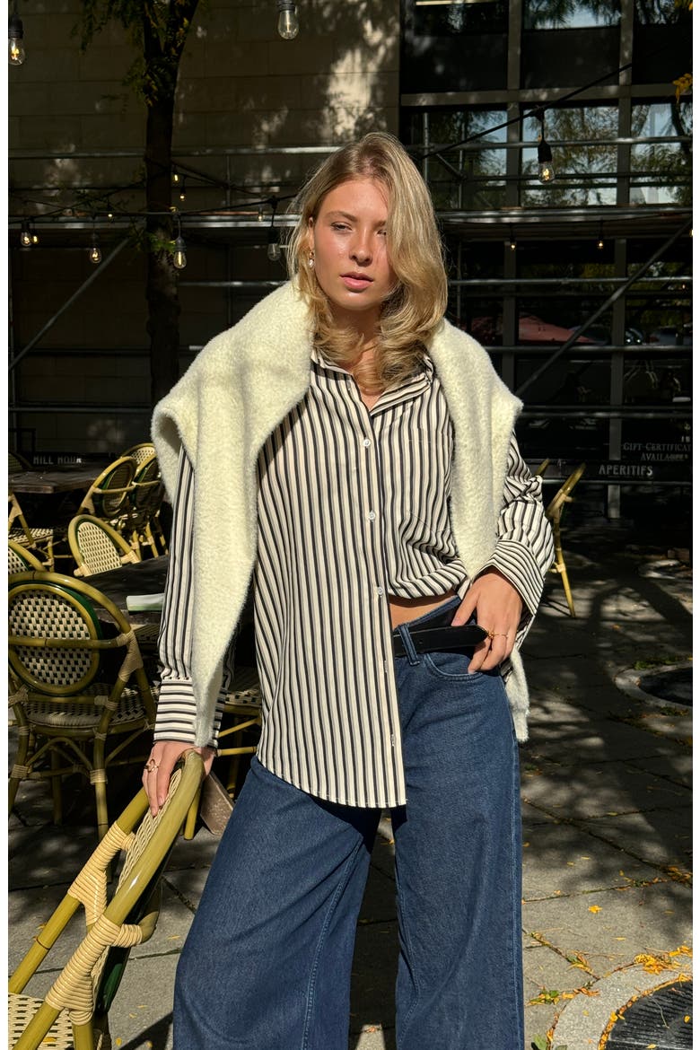 The Port Stripe Button-Up Shirt, Alternate, color, BLACK