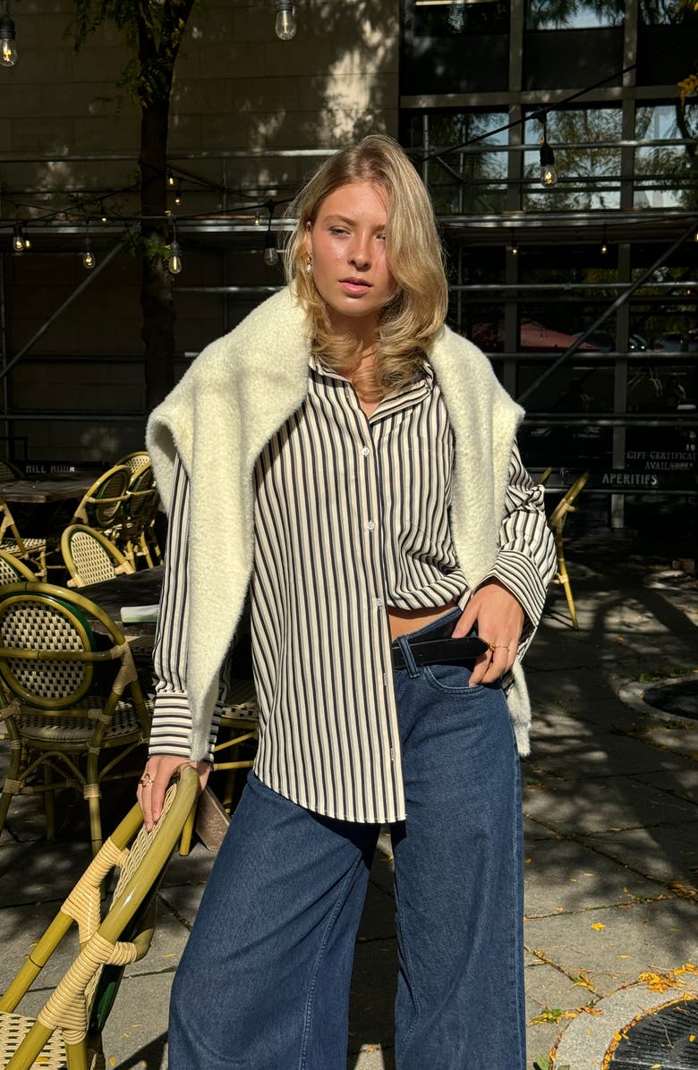 Viens Avec Moi The Port Stripe Button-Up Shirt, Alternate, color, 