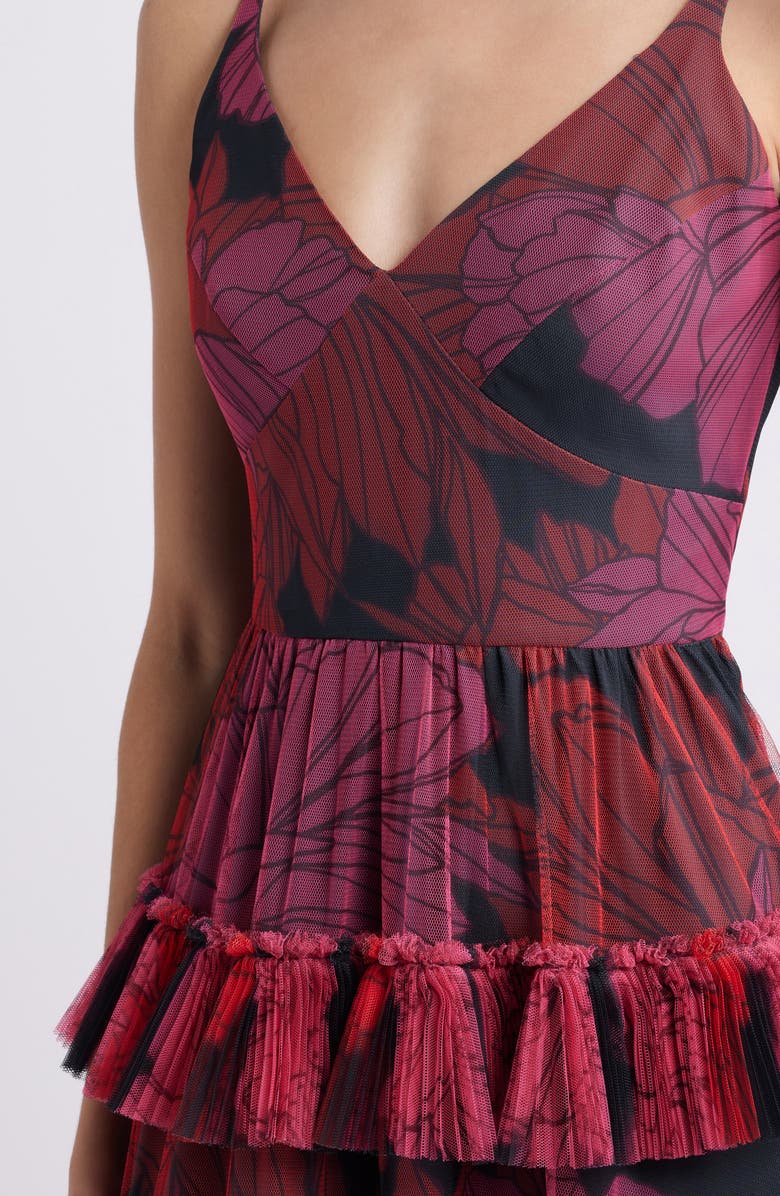 Hutch Freya Tulle Plissé Ruffle Gown, Alternate, color, Pink Floral