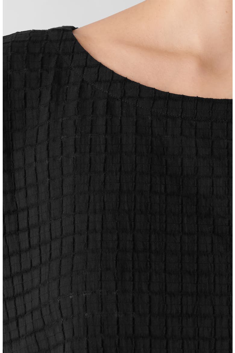 Boxy Boat Neck Organic Cotton Blend Top, Alternate, color, BLACK