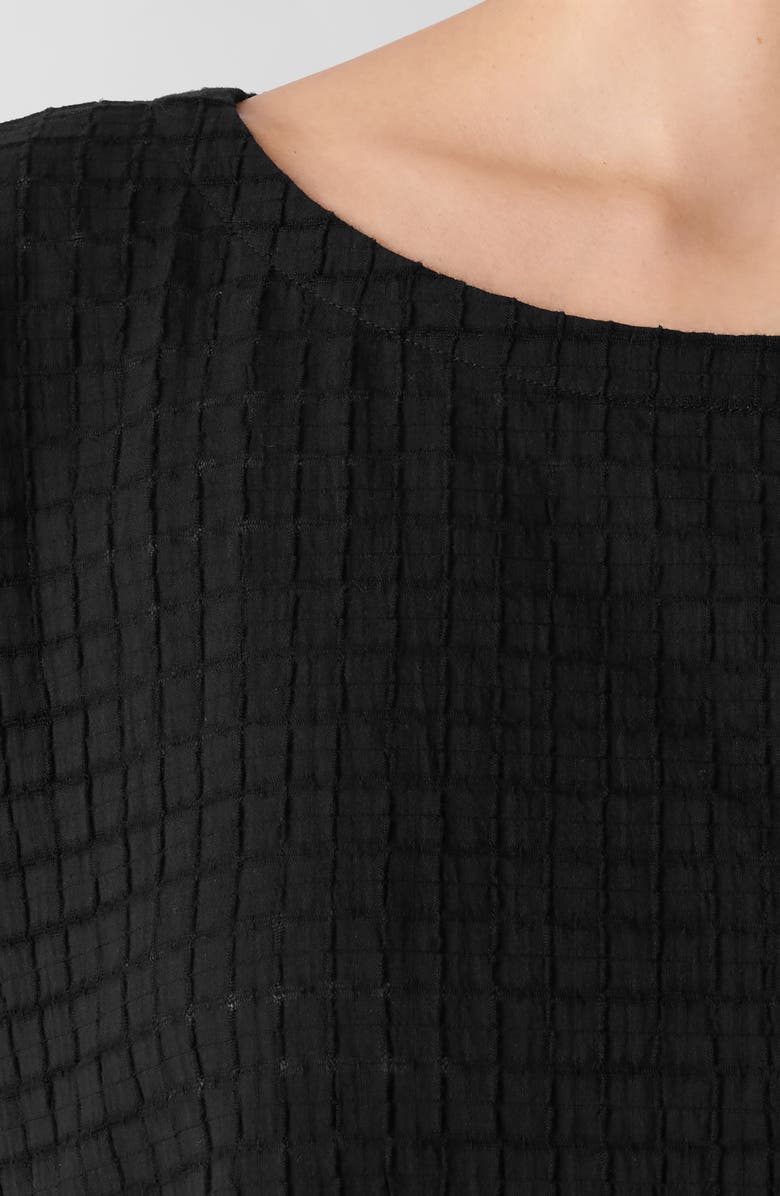 Eileen Fisher Boxy Boat Neck Organic Cotton Blend Top, Alternate, color, Black