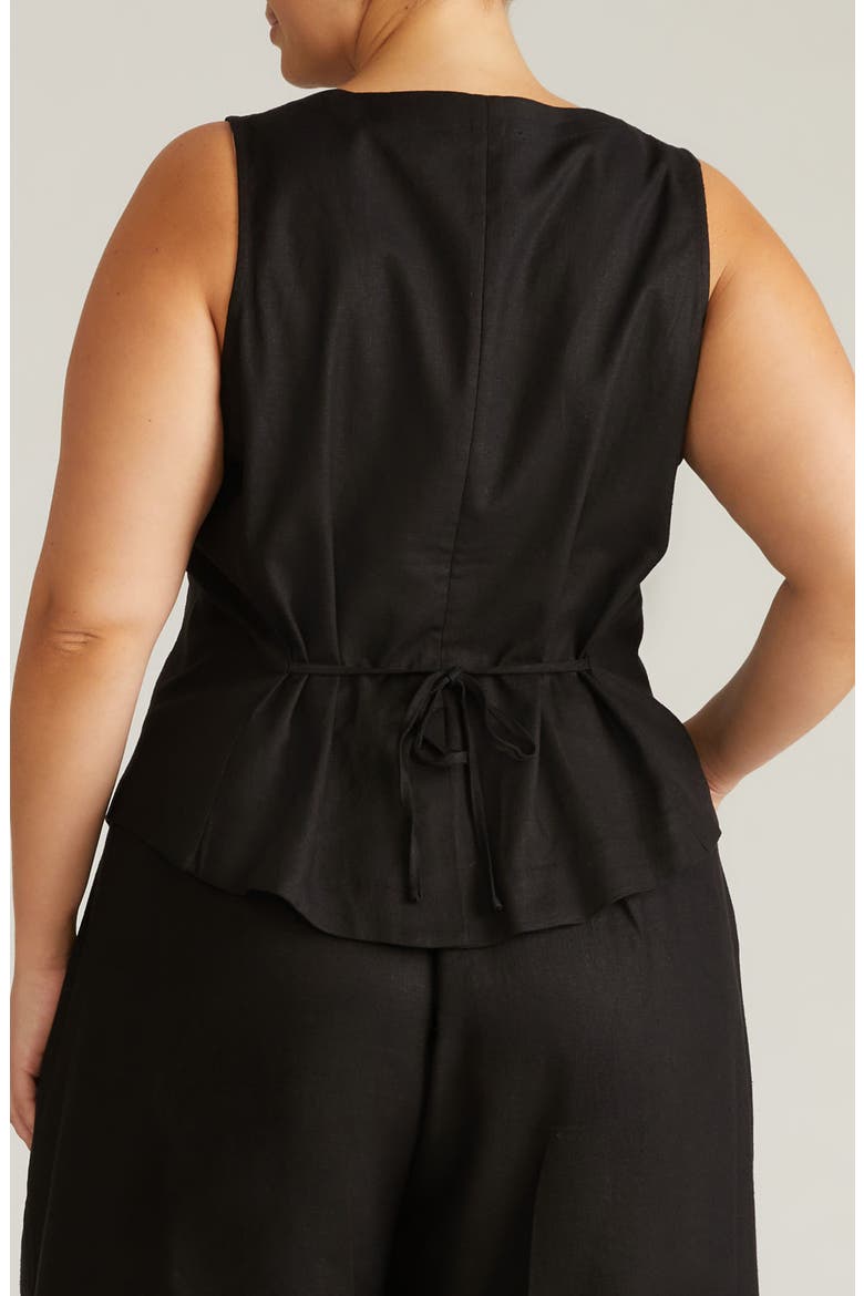 Linen Blend Vest, Alternate, color, BLACK