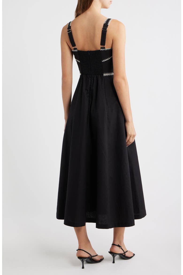 Contrast Stitch Fit & Flare Dress, Alternate, color, BLACK