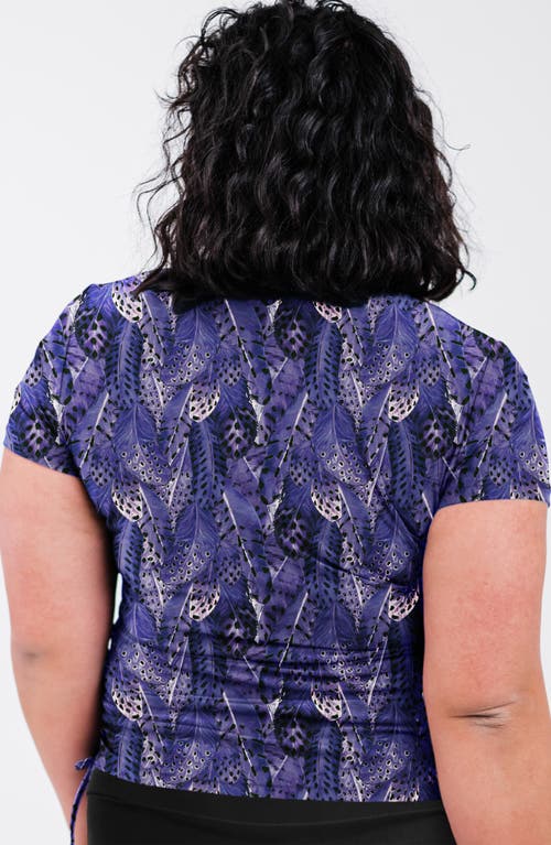 Calypsa Plus Size Short Sleeve Adele Swim Top In Blue