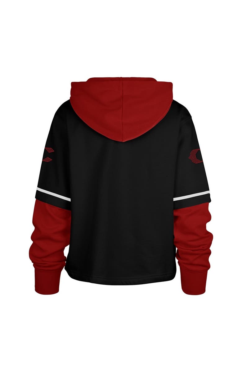 '47 Women's '47 Black Cincinnati Reds City Connect Shortstop Cropped Pullover Hoodie, Alternate, color, Black