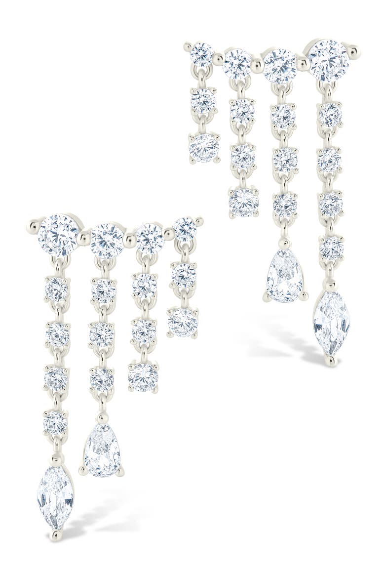Adrian Cubic Zirconia Drop Earrings, Alternate, color, SILVER