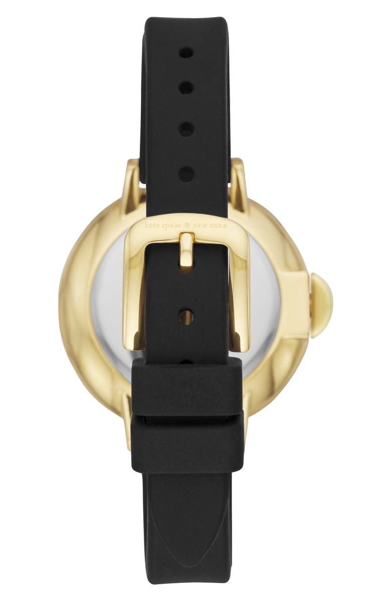 Kate Spade New York park row silicone strap watch, 34mm, Alternate, color, Black/ Gold