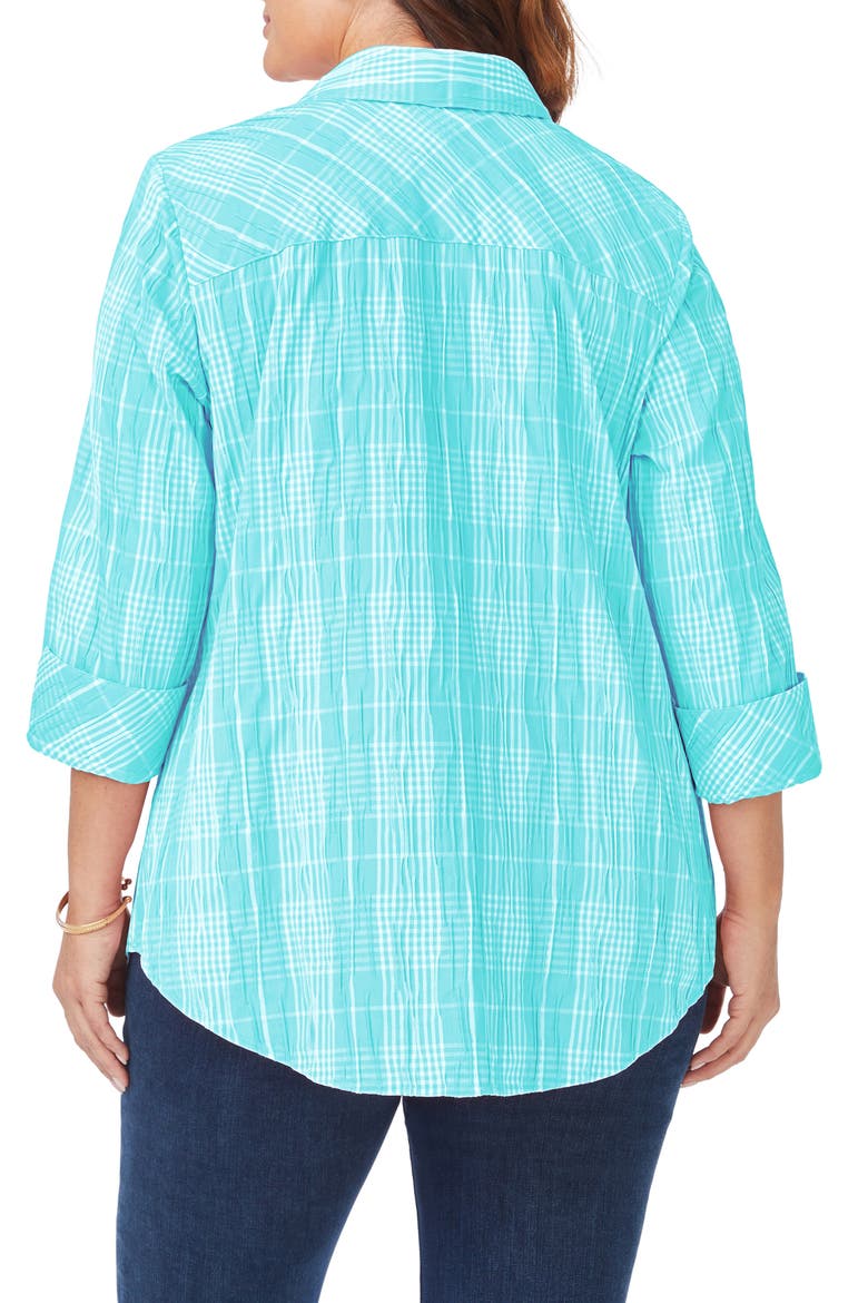 Faith Beach Plaid Button-Up Tunic Shirt, Alternate, color, OCEANSIDE