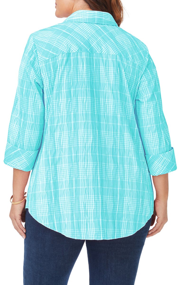Foxcroft Faith Beach Plaid Button-Up Tunic Shirt, Alternate, color, 