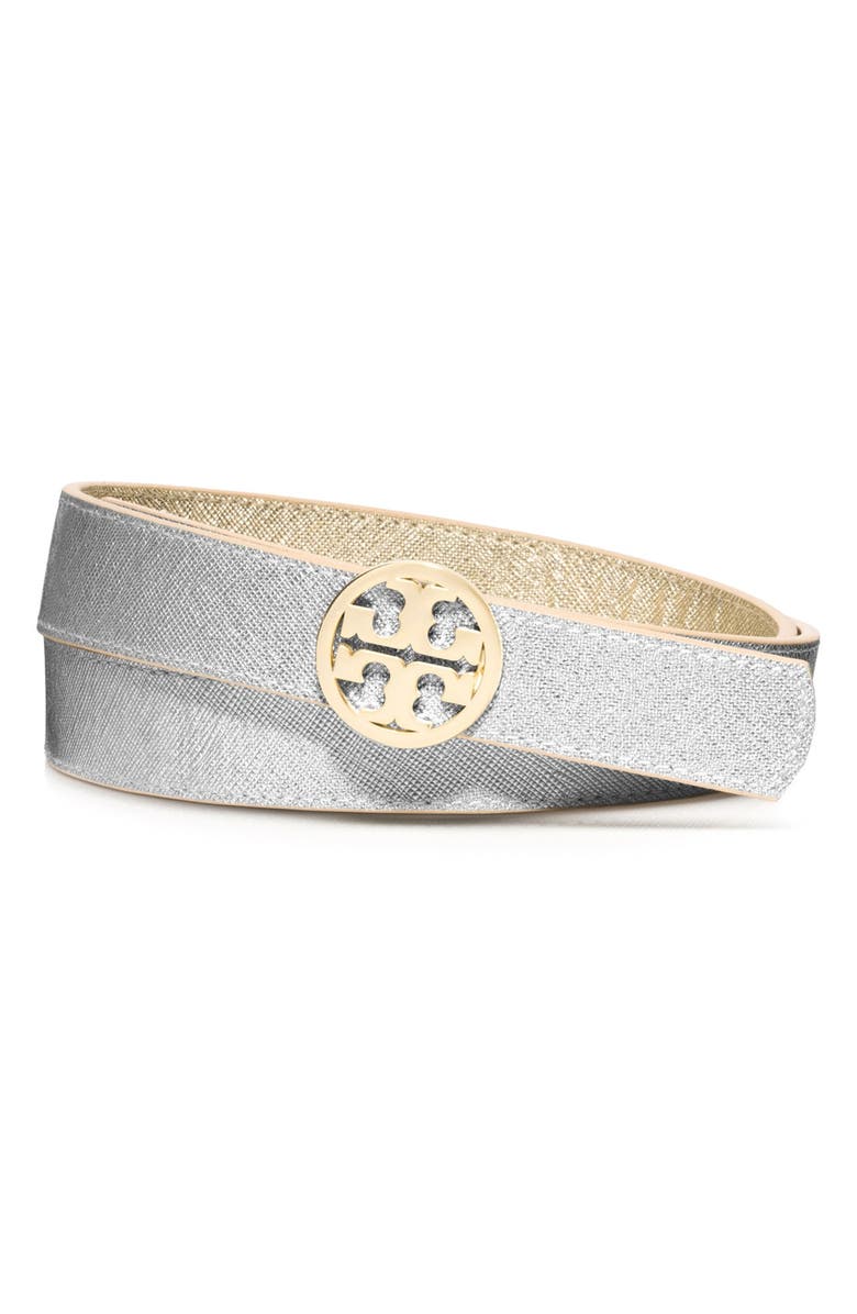 Tory Burch Reversible Metallic Leather Belt, Alternate, color, 