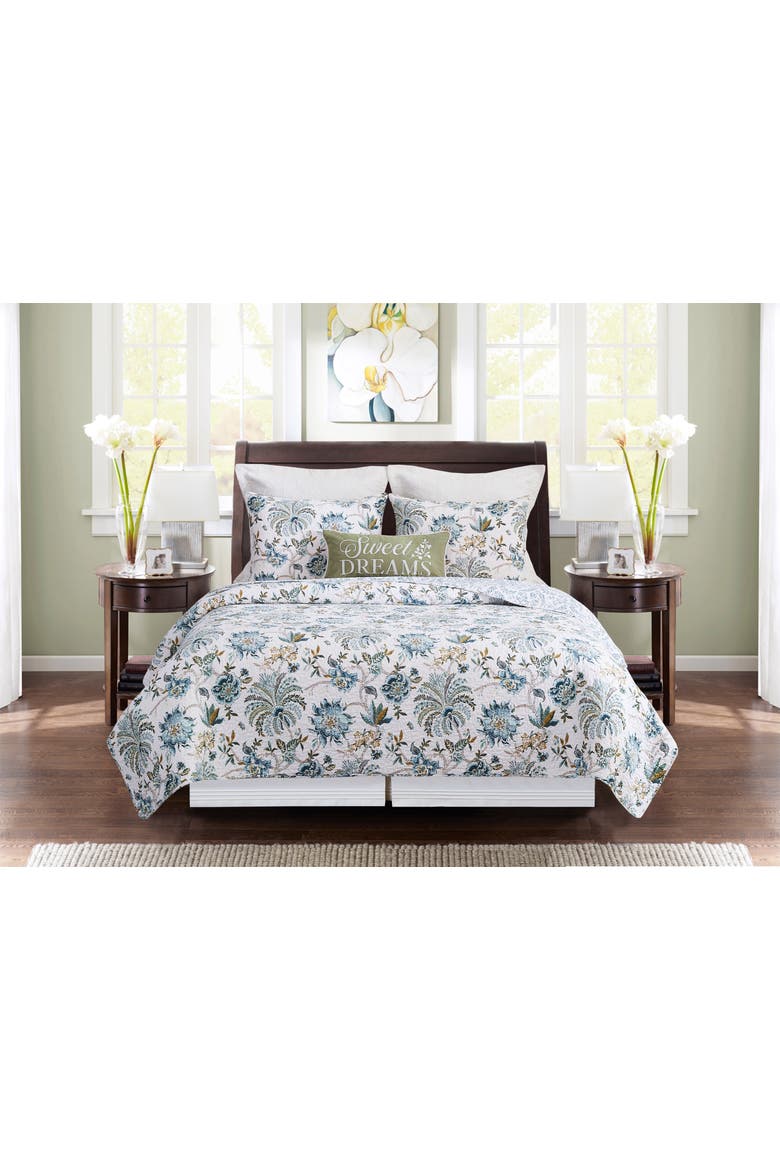 Braganza Teal Quilt Bedding Set, Alternate, color, Green