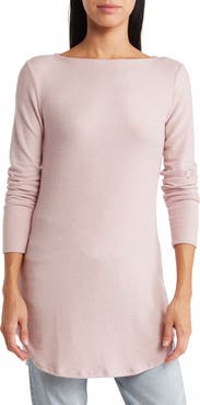 GO COUTURE Boatneck High/Low Hem Tunic Top