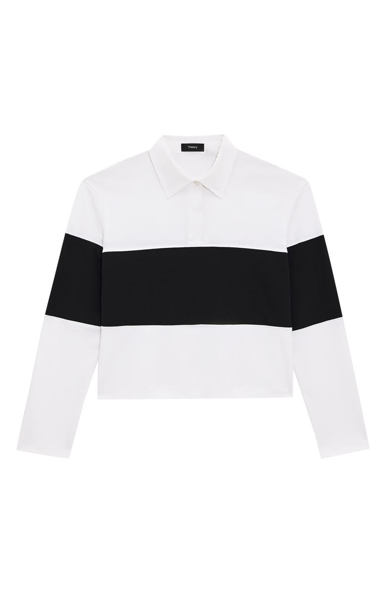Theory Long Sleeve Crop Rugby Polo, Alternate, color, 