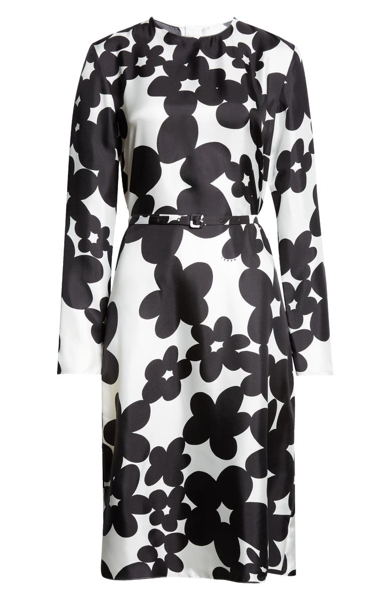 Marni Dililes Floral Long Sleeve Belted Silk Twill Midi Dress, Alternate, color, 