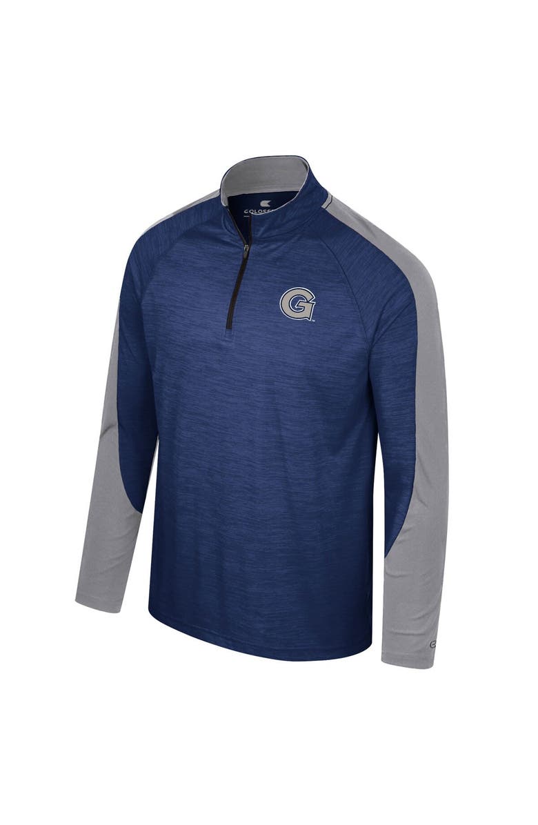 COLOSSEUM Men's Colosseum Navy Georgetown Hoyas Langmore Raglan Quarter-Zip Top, Alternate, color,